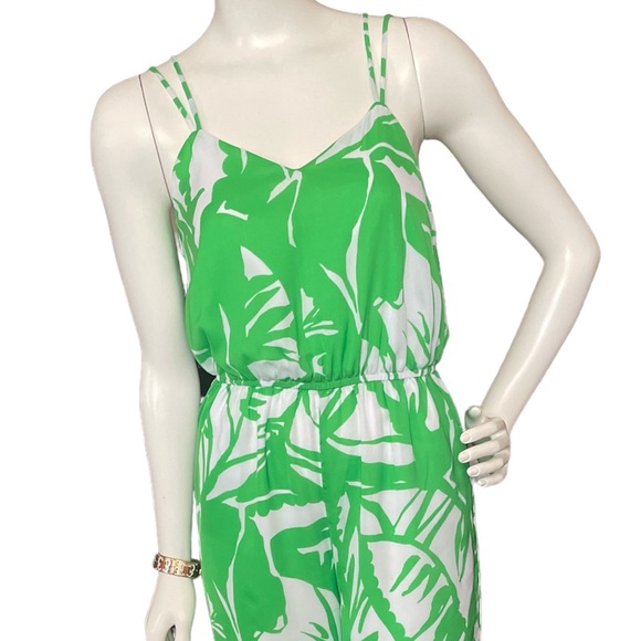 New Lilly Pulitzer Jumpsuit Women Green White Tropical Fully Lined With PocketXS - Picture 11 of 16